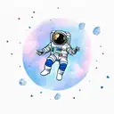 an astronaut with arms and legs splayed who has just whose tether has just broken and is floating in space tattoo design idea