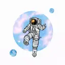 an astronaut with arms and legs splayed who has just whose tether has just broken and is floating in space tattoo design idea
