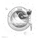 an astronaut floating with a broken tether tattoo design idea