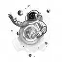 an astronaut floating with a broken tether tattoo design idea