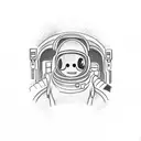 an astronaut that has just been cut from the spaceship floating alone in space tattoo design idea