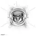 an astronaut that has just been cut from the spaceship floating alone in space tattoo design idea