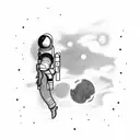 an astronaut that has just been cut from the spaceship floating alone in space tattoo design idea