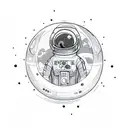 an astronaut that has just been cut from the spaceship floating alone in space tattoo design idea