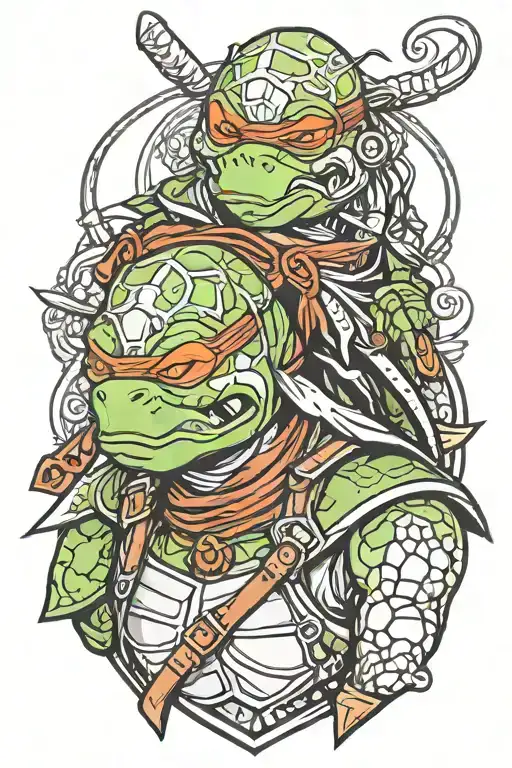 head Raffael TMNT in russian style  tattoo design idea
