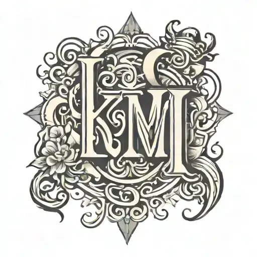 letters KM tattoo design idea