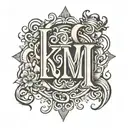 letters KM tattoo design idea