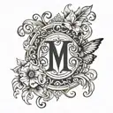 letters KM tattoo design idea