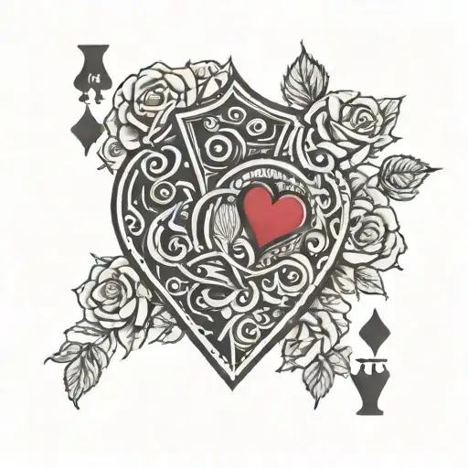 Ace and king of hearts playing cards with roses intertwined tattoo design idea
