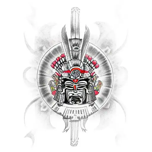 aztec warrior mythology tattoo design idea