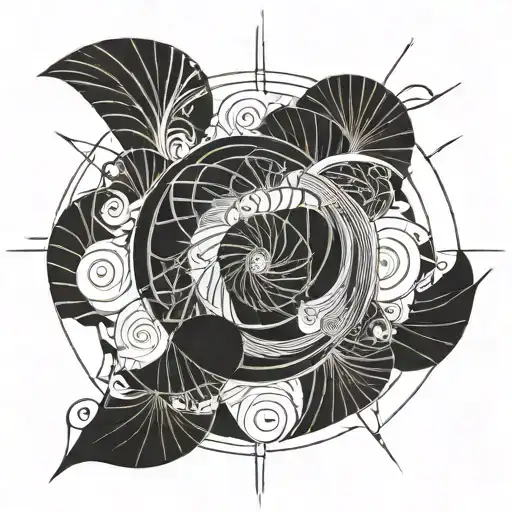 fibonacci spiral sun tattoo design idea