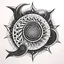 fibonacci spiral sun tattoo design idea