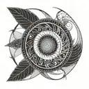 fibonacci spiral sun tattoo design idea