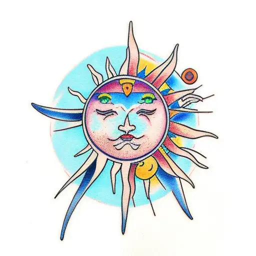 Sun and Moon tattoo design idea