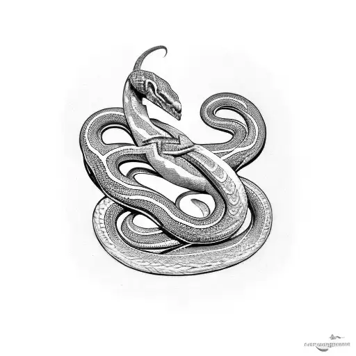 serpent coiled around staff irish design tattoo design idea