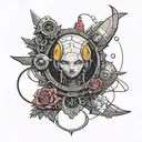 cyberpunk edgerunners moon pick tattoo design idea