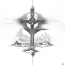 passion cross, road in between, utopia after horizontal cross tattoo design idea