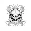 Old Skull octopuss scary tattoo design idea
