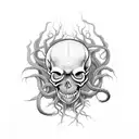 Old Skull octopuss scary tattoo design idea