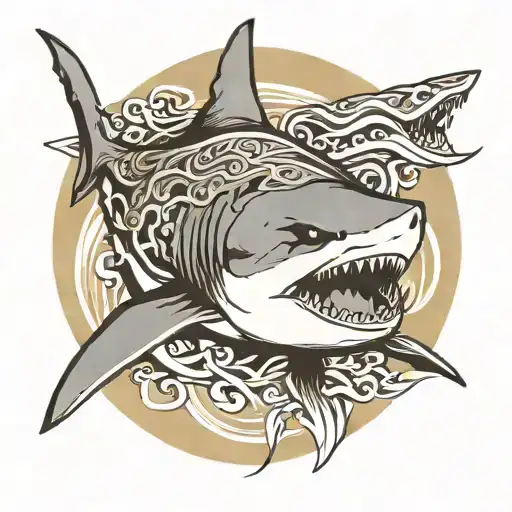 Great White Shark Tribal tattoo tattoo design idea
