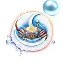 first quarter Moon and crab with pearls and water tattoo design idea