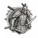 An AFL player in full gear with samurai armor accents tattoo design idea