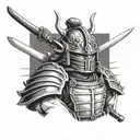 An AFL player in full gear with samurai armor accents tattoo design idea