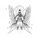 astronaut, eagle, red triangle, life, time, travel  tattoo design idea