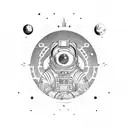 astronaut, eagle, red triangle, life, time, travel  tattoo design idea