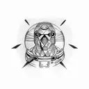 astronaut, eagle, red triangle, life, time, travel  tattoo design idea