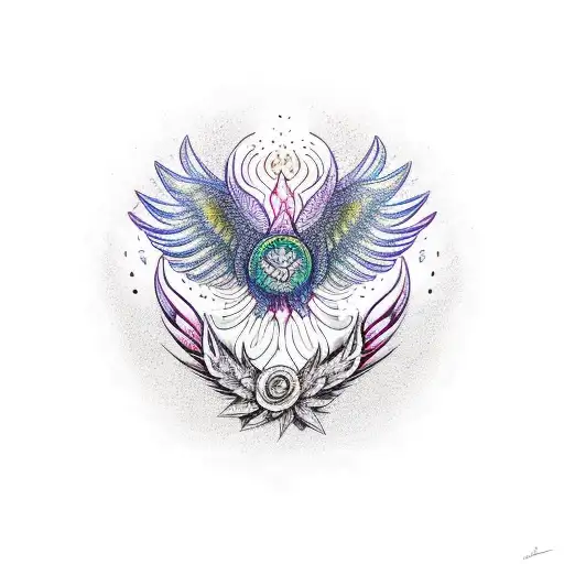 mandala that include the word Hope and a Phoenix bird tattoo design idea