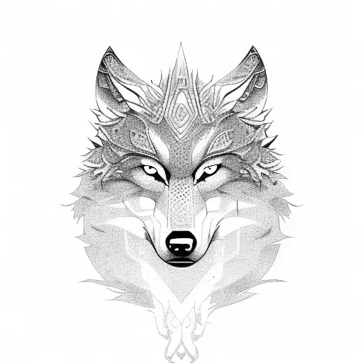 wolf and dragon funky tattoo design idea