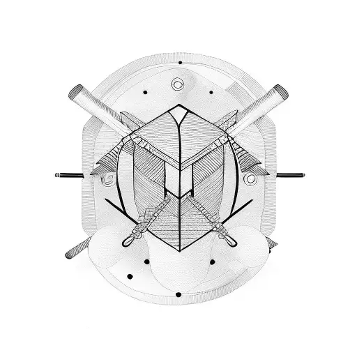 band around biceps with stripes, geometrical figures tattoo design idea