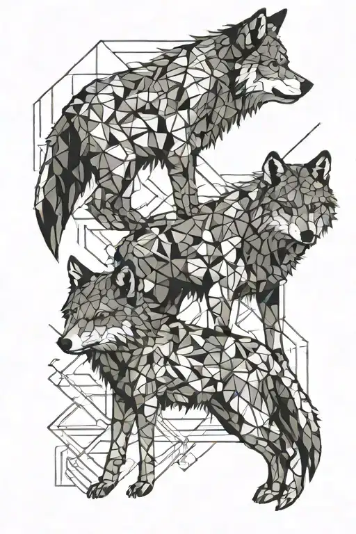 wolf and cub tattoo design idea