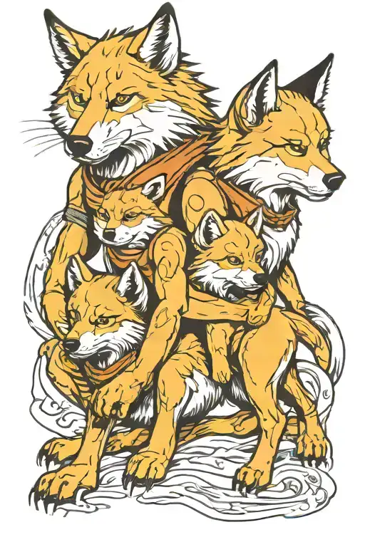 wolf and cub  tattoo design idea