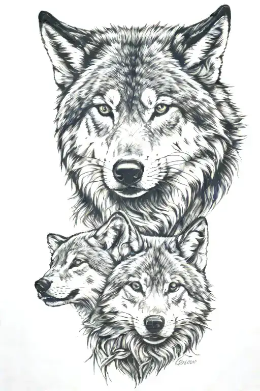 wolf and cub tattoo design idea
