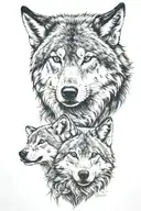 wolf and cub tattoo design idea