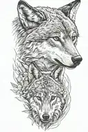 wolf and cub tattoo design idea