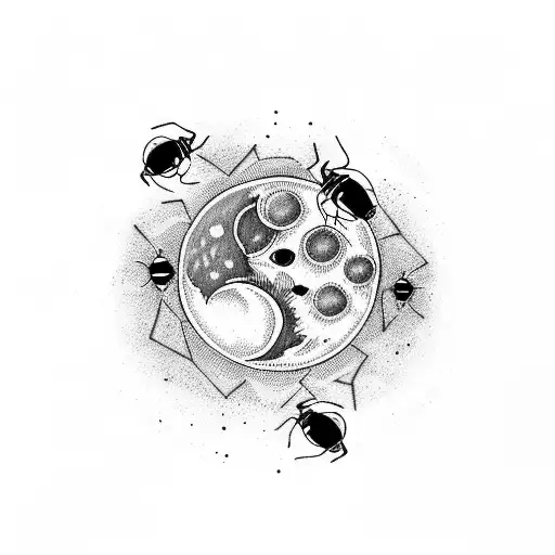 moon and ladybug tattoo design idea