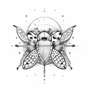 moon and ladybug tattoo design idea