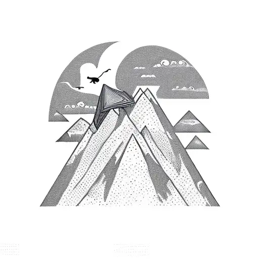 Small mountain with a bird flying away with "Life goes on" underneath  tattoo design idea
