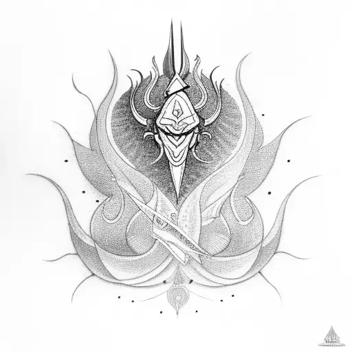 mahamrityunjay mantra with trishul tattoo design idea