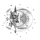 witchy, moon, two of something, libra tattoo design idea