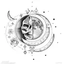 witchy, moon, two of something, libra tattoo design idea