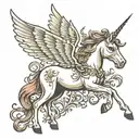 unicorn standing on hind legs  tattoo design idea