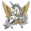 unicorn standing on hind legs  tattoo design idea