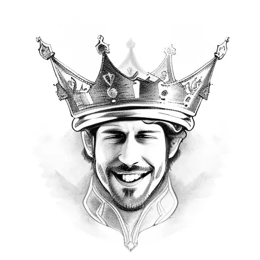 king crown with name text Liam tattoo design idea