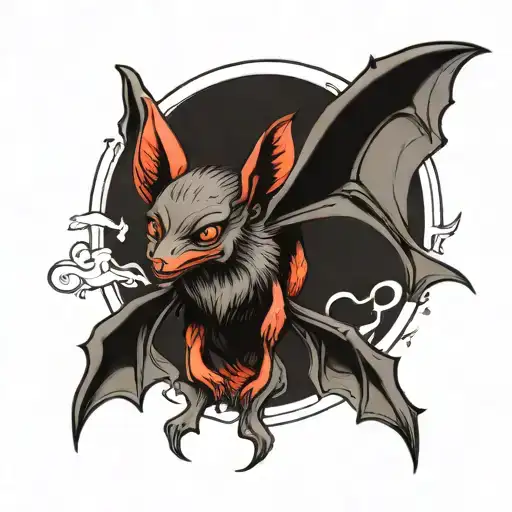 bat with open wings tattoo design idea