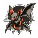 bat with open wings tattoo design idea