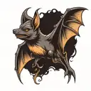 bat with open wings tattoo design idea